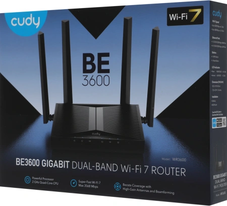Роутер беспроводной Cudy WR3600 BE3600 10/100/1000BASE-TX черный