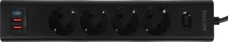 Сетевой фильтр Philips CHP8246BB/51 3м (4 розетки) черный (коробка)
