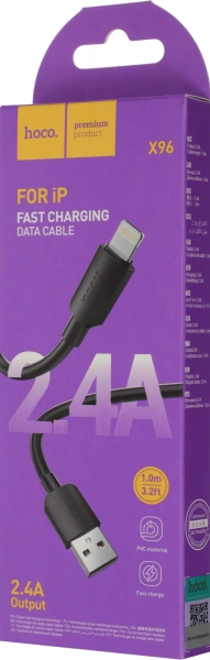 Кабель Hoco X96 Hyper iP USB (m)-Lightning (m) 1м черный коробка