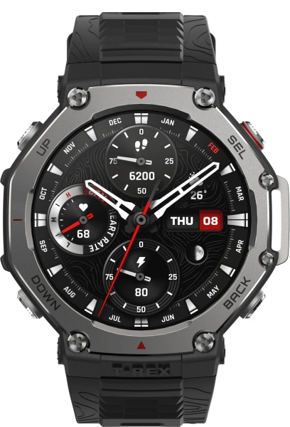 Смарт-часы Amazfit T-Rex 3 A2323 48.5мм 1.5" AMOLED корп.темно-серый рем.темно-серый разм.брасл.:145-210мм (6970100374896)