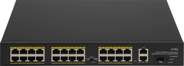 Коммутатор Cudy FS1026PS1 (L2) 24x100Мбит/с 2x1Гбит/с 1SFP 24PoE 24PoE+ 300W неуправляемый