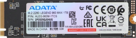 Накопитель SSD A-Data PCIe 4.0 x4 1TB ALEG-960M-1TCS Legend 960 Max M.2 2280