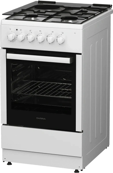 Плита Комбинированная Darina 1F KM241 323 белый (стеклянная крышка) реш.сталь