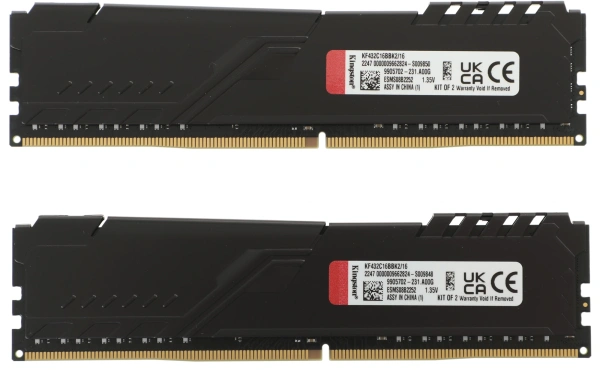 Память DDR4 2x8Gb 3200MHz Kingston KF432C16BBK2/16 Fury Beast Black RTL Gaming PC4-25600 CL16 DIMM 288-pin 1.35В kit dual rank с радиатором Ret