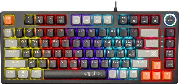 Клавиатура Defender Wildfire GK-213 механическая черный/серый USB Multimedia for gamer LED (45213) кабель 1.5м