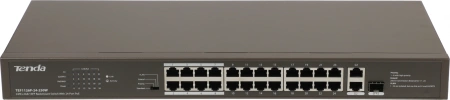 Коммутатор Tenda TEF1126P-24-250W (L2) 24x100Мбит/с 2x1Гбит/с 1SFP 24PoE 230W неуправляемый