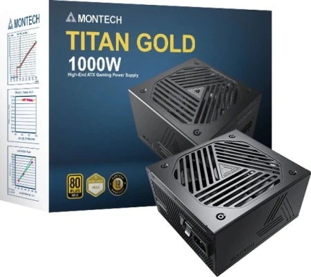 Блок питания Montech ATX 1000W TITAN GOLD Gen.5 80+ gold (20+4pin) APFC 135mm fan 12xSATA Cab Manag RTL