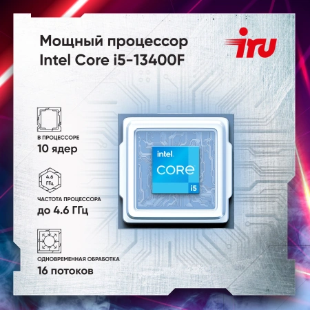ПК IRU Game 510H6SEA MT i5 13400F (2.5) 16Gb SSD512Gb RTX4060 8Gb FreeDOS GbitEth 500W черный (RUS) (2074692)