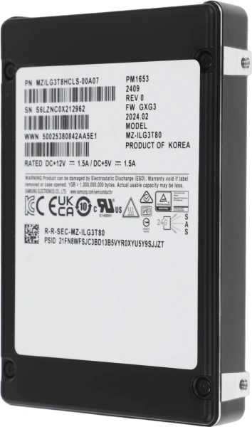 Накопитель SSD Samsung SAS 4.0 3.84TB MZILG3T8HCLS-00A07 PM1653 1 DWPD OEM