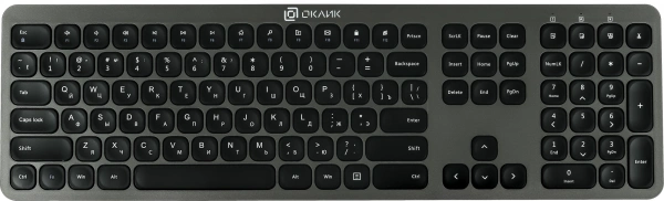 Клавиатура + мышь Оклик 300M клав:серый мышь:серый/черный USB беспроводная slim (1488402)