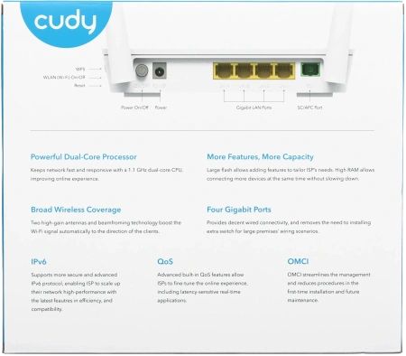 Роутер беспроводной Cudy GP1200 AC1200 100/1000/10000BASE-T/xPON белый