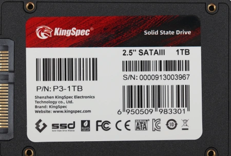 Накопитель SSD Kingspec SATA-III 1TB P3-1TB 2.5"
