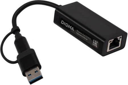 Сетевой адаптер 2.5G Ethernet Digma DLA-GTUC01 USB 3.0