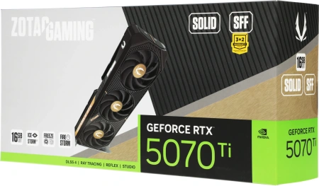 Видеокарта Zotac PCI-E 5.0 RTX 5070TI SOLID SFF NVIDIA GeForce RTX 5070TI 16Gb 256bit GDDR7 2452/28000 HDMIx1 DPx3 HDCP Ret