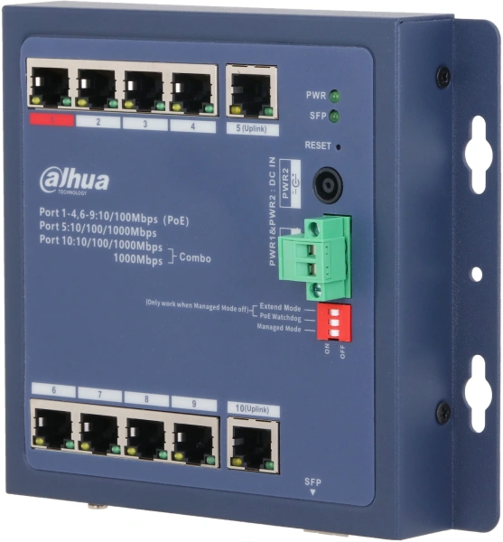 Коммутатор Dahua DH-CHS4110-8ET-90-F 8x100Мбит/с 1x1Гбит/с управляемый