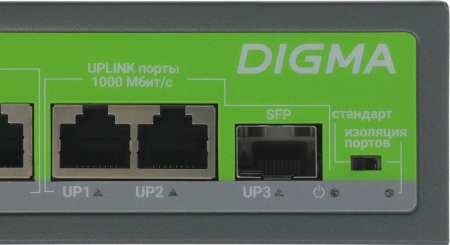 Коммутатор Digma DSP208G-2G-1S-T120 (L2) 10x1Гбит/с 1SFP 8PoE 8PoE+ 120W неуправляемый