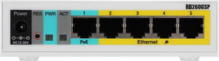 Коммутатор MikroTik RB260GSP CSS106-1G-4P-1S (L2) 5x1Гбит/с 1SFP 1PoE 48W управляемый