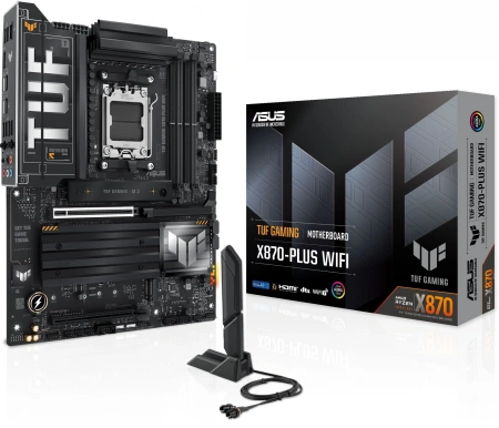 Материнская плата Asus TUF GAMING X870-PLUS WIFI Socket AM5 AMD X870 4xDDR5 ATX AC`97 8ch(7.1) 2.5Gg RAID+HDMI