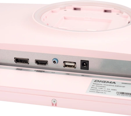 Монитор Digma 23.8" Overdrive 24P410F розовый IPS LED 1ms 16:9 HDMI матовая 300cd 178гр/178гр 1920x1080 200Hz G-Sync FreeSync DP FHD USB 3.7кг