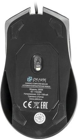 Мышь Оклик 395M SHADOW черный оптическая 1500dpi USB для ноутбука 3but (1102286)
