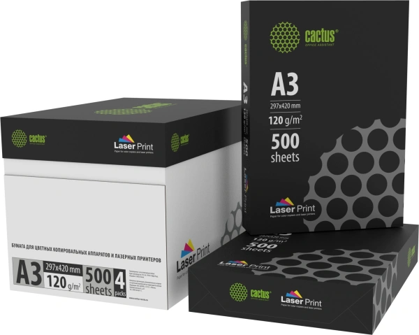 Бумага Cactus CS-LPA3120500 A3 марка A/120г/м2/500л./белый CIE170% для лазерной печати