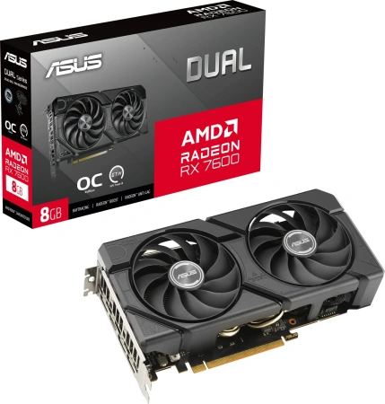 Видеокарта Asus PCI-E 4.0 DUAL-RX7600-O8G-EVO AMD Radeon RX 7600 8Gb 128bit GDDR6 2280/18000 HDMIx1 DPx3 HDCP Ret