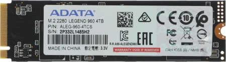 Накопитель SSD A-Data PCIe 4.0 x4 4TB ALEG-960-4TCS Legend 960 M.2 2280