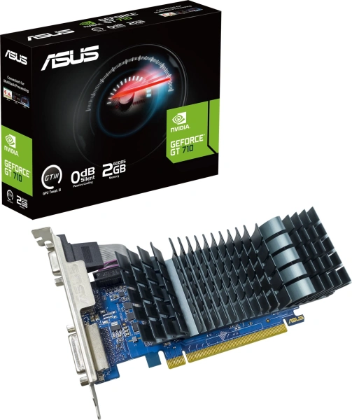 Видеокарта Asus PCI-E 2.0 GT710-SL-2GD5-BRK-EVO NVIDIA GeForce GT 710 2Gb 64bit GDDR5 954/5012 DVIx1 HDMIx1 CRTx1 HDCP Ret low profile