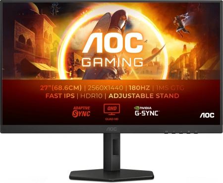 Монитор AOC 27" Q27G4XF черный Fast IPS LED 0.5ms 16:9 HDMI матовая HAS Piv 300cd 178гр/178гр 2560x1440 180Hz DP 2K 5.29кг