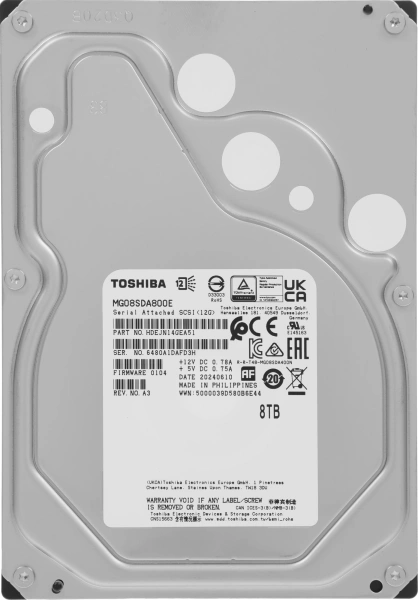 Жесткий диск Toshiba SAS 3.0 8Tb MG08SDA800E Enterprise Capacity (7200rpm) 256Mb 3.5"