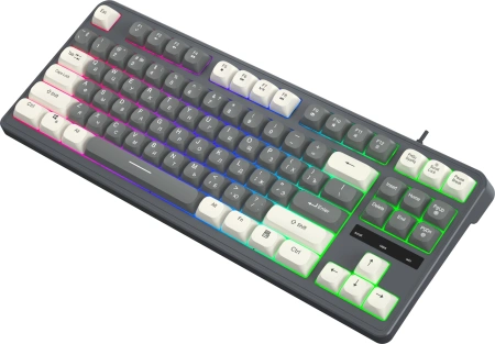 Клавиатура Оклик 731G серый/белый USB Multimedia for gamer LED кабель 1.5м