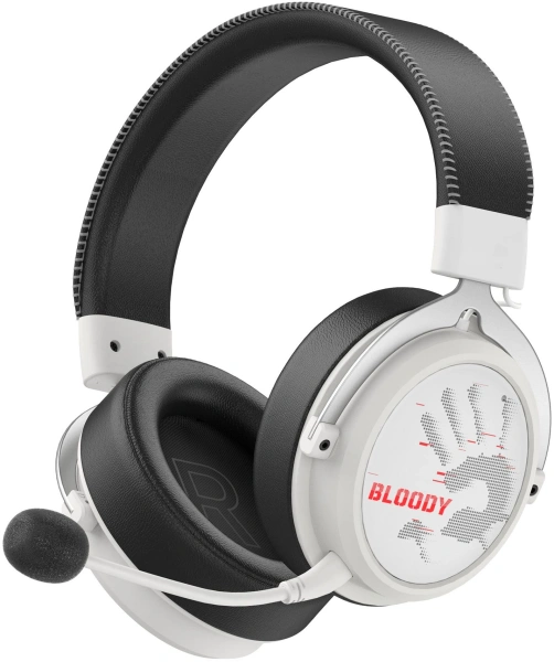 Наушники с микрофоном A4Tech Bloody MR590 Sports белый/черный 1.5м мониторные BT/Radio/3.5mm оголовье (MR590+ WIRED/SPORT WHITE)