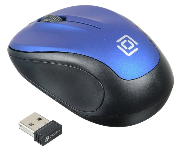 Мышь Оклик 665MW черный/синий оптическая 1600dpi беспров. USB для ноутбука 3but (1025132)