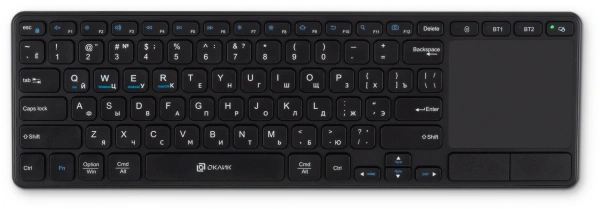 Клавиатура Оклик K614W черный USB беспроводная slim Multimedia Touch (1979327)