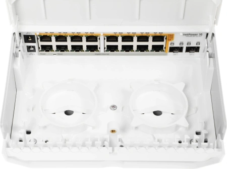 Коммутатор MikroTik netPower 16P CRS318-16P-2S+OUT (L3) 16x1Гбит/с 2SFP+ 16PoE 300W управляемый