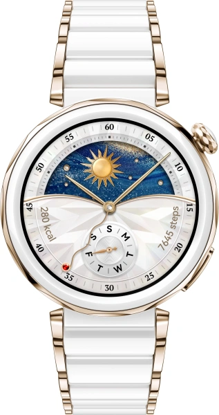 Смарт-часы Huawei Watch GT 5 Pro Jana-B29C 42.49мм 1.32" AMOLED корп.белый рем.белый разм.брасл.:120-190 мм (55020DGV)