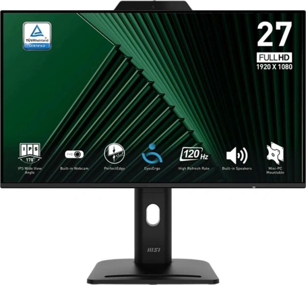 Монитор MSI 27" Pro MP272PMG черный IPS LED 16:9 HDMI M/M Cam матовая HAS Piv 300cd 178гр/178гр 1920x1080 120Hz VGA DP FHD USB 3.9кг