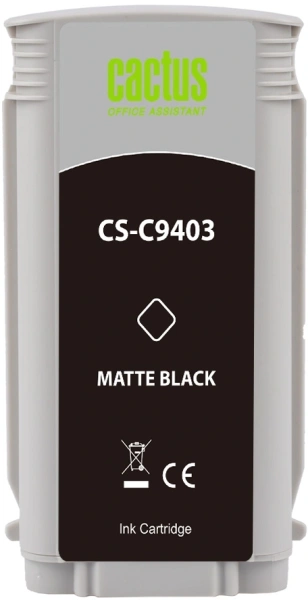 Картридж струйный Cactus CS-C9403 №72 черный матовый (130мл) для HP DJ T610/T620/T770/T1100/T1100MFP/T1120/T1200 с чипом