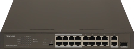 Коммутатор Tenda TEF1118P-16-150W (L2) 16x100Мбит/с 2x1Гбит/с 1SFP 16PoE 130W неуправляемый