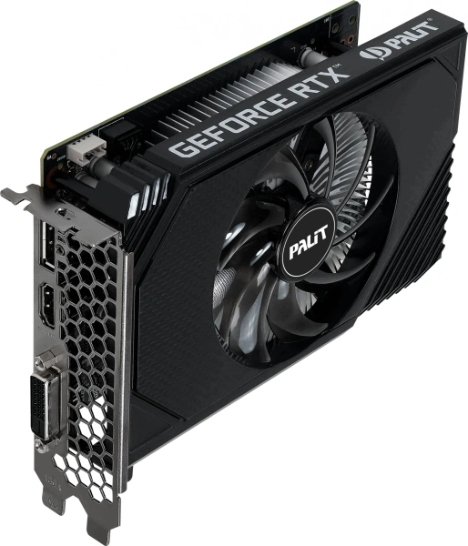 Видеокарта Palit PCI-E 4.0 PA-RTX3050 STORMX NVIDIA GeForce RTX 3050 6Gb 96bit GDDR6 1042/14000 DVIx1 HDMIx1 DPx1 HDCP Ret