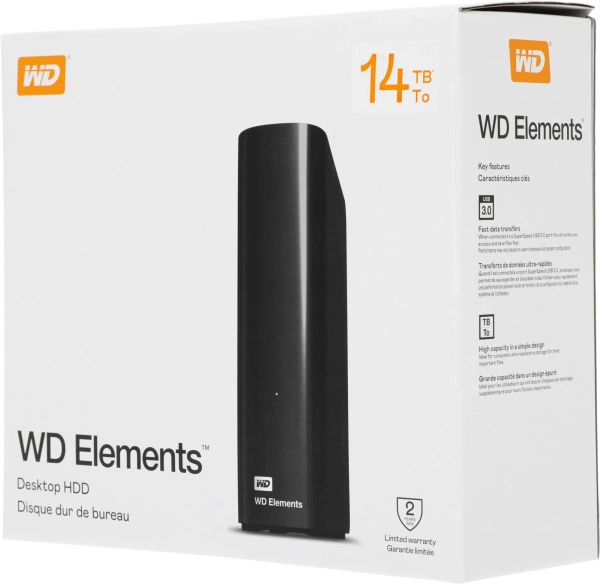 Жесткий диск WD USB3.0 14TB WDBWLG0140HBK-EESN Elements Desktop 3.5" черный