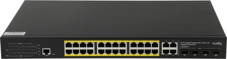 Коммутатор Cudy GS2028PS4-400W (L2) 28x1Гбит/с 4xКомбо(1000BASE-T/SFP) 24PoE 400W управляемый