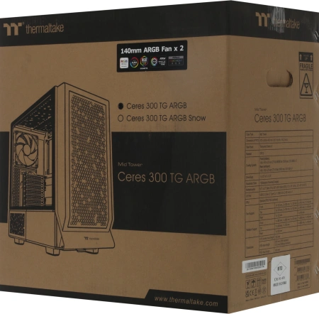 Корпус Thermaltake Ceres 300 TG ARGB черный без БП ATX 7x140mm 5x180mm 2xUSB3.0 audio bott PSU