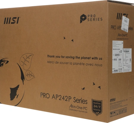 Моноблок MSI Pro AP242P 14M-655XRU 23.8" Full HD i5 14400 (2.5) 16Gb SSD512Gb UHDG 730 без ОС GbitEth WiFi BT 120W клавиатура мышь Cam белый 1920x1080