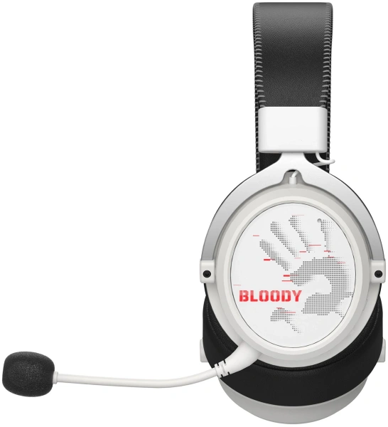 Наушники с микрофоном A4Tech Bloody MR590 Sports белый/черный 1.5м мониторные BT/Radio/3.5mm оголовье (MR590+ WIRED/SPORT WHITE)