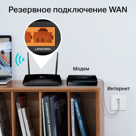 Роутер беспроводной TP-Link Archer MR400 AC1200 10/100BASE-TX черный