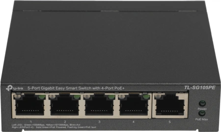 Коммутатор TP-Link TL-SG105PE (L2) 5x1Гбит/с 4PoE+ 65W управляемый