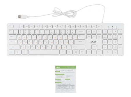 Клавиатура Acer OKW123 белый USB Multimedia (ZL.KBDEE.00D) кабель 1.5м
