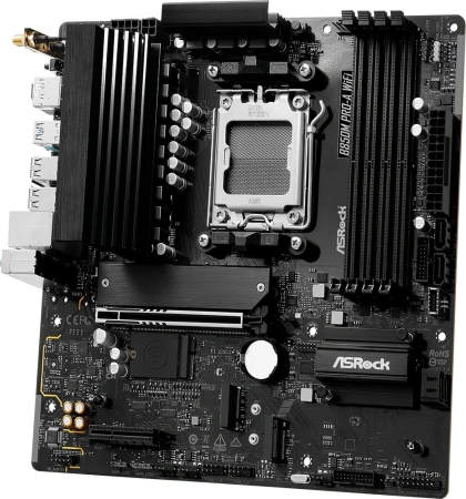 Материнская плата Asrock B850M PRO-A WIFI Socket AM5 AMD B850 4xDDR5 mATX AC`97 8ch(7.1) 2.5Gg RAID+HDMI+DP