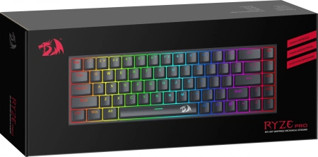 Клавиатура Redragon Ryze Pro механическая черный USB беспроводная BT/Radio Multimedia for gamer LED (71394) кабель 1.8м